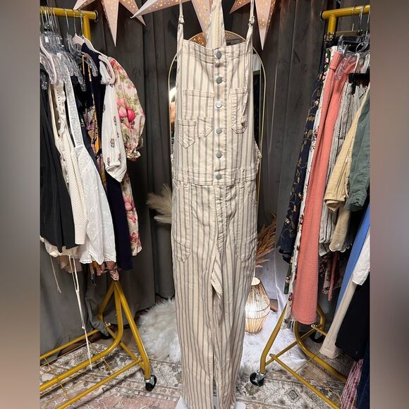 Anthropologie Pilcro Railroad Stripe Painter Denim Overalls NWOT - Picture 5 of 8